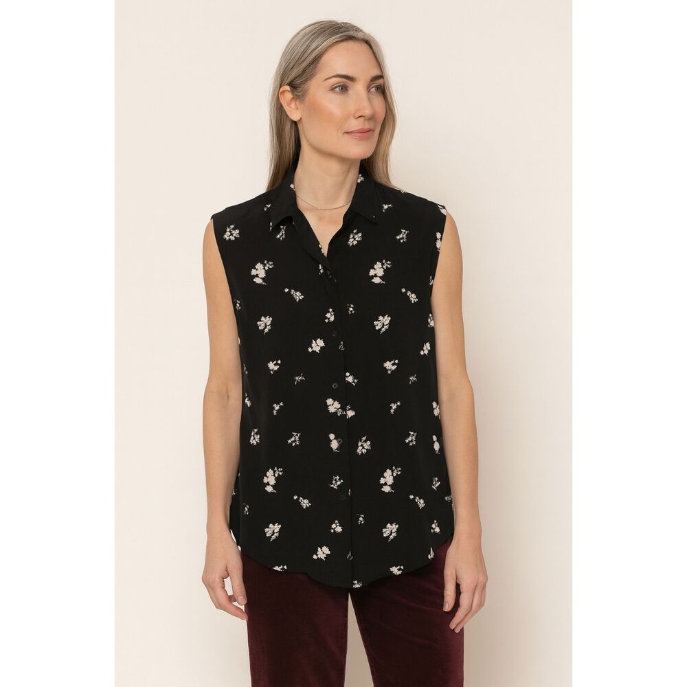 Golden Goose Delux Brand Black Silk Floral Shirt Blouse Top   Women's Size Small